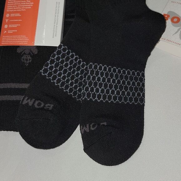 Bombas Calf Socks Men Shoe Size 6-9 Honeycomb Arch Black Lot of 3 Pairs Medium - Picture 6 of 10